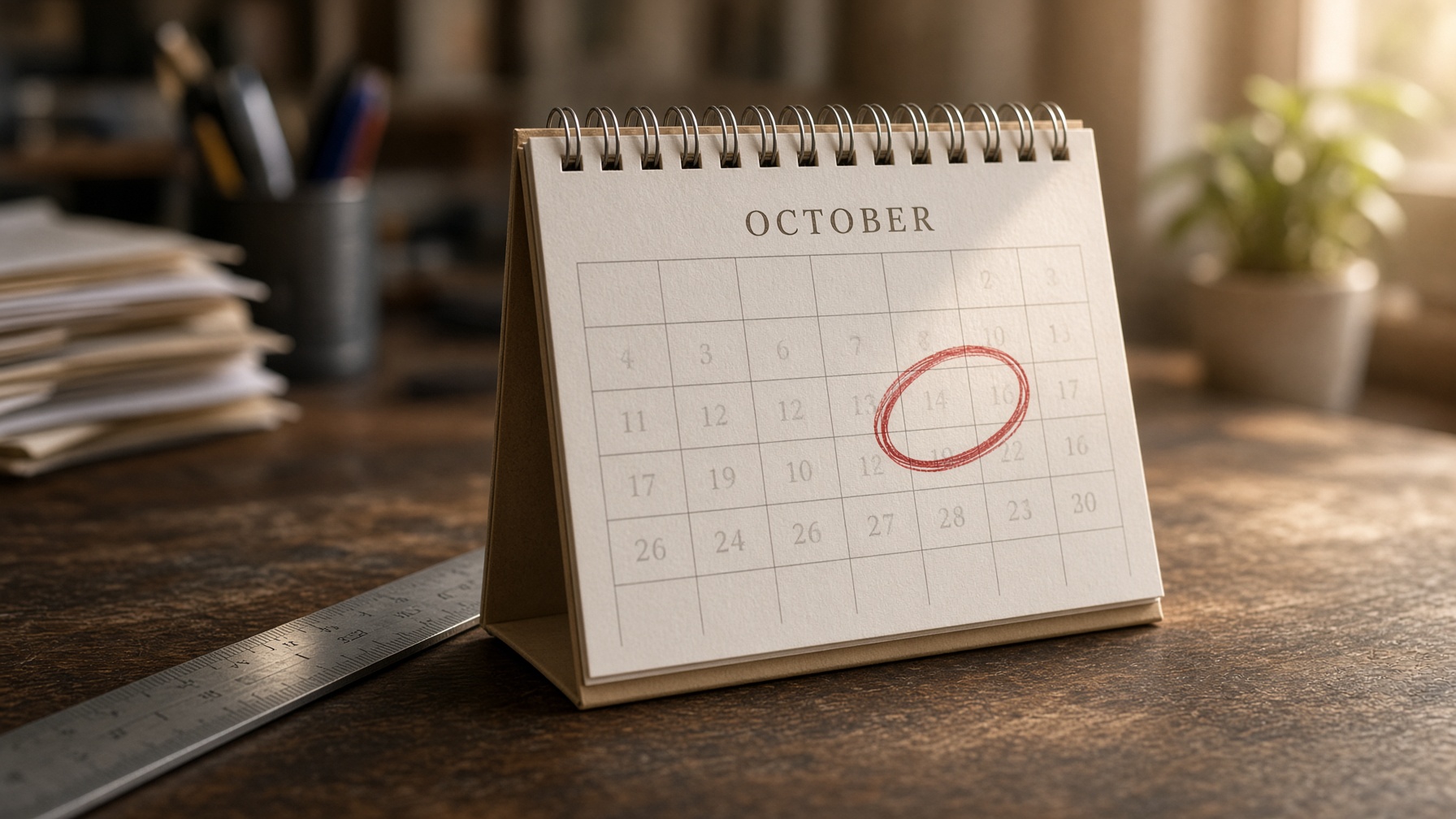 A paper calendar with one Saturday circled in red.